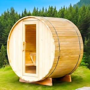 La salle de sauna cylindrique en cèdre rouge présente une <span class=keywords><strong>stratification</strong></span> <span class=keywords><strong>thermique</strong></span> évidente, avec de l'air chaud au-dessus de la tête et de l'air chaud sous les pieds. - Product Image 4