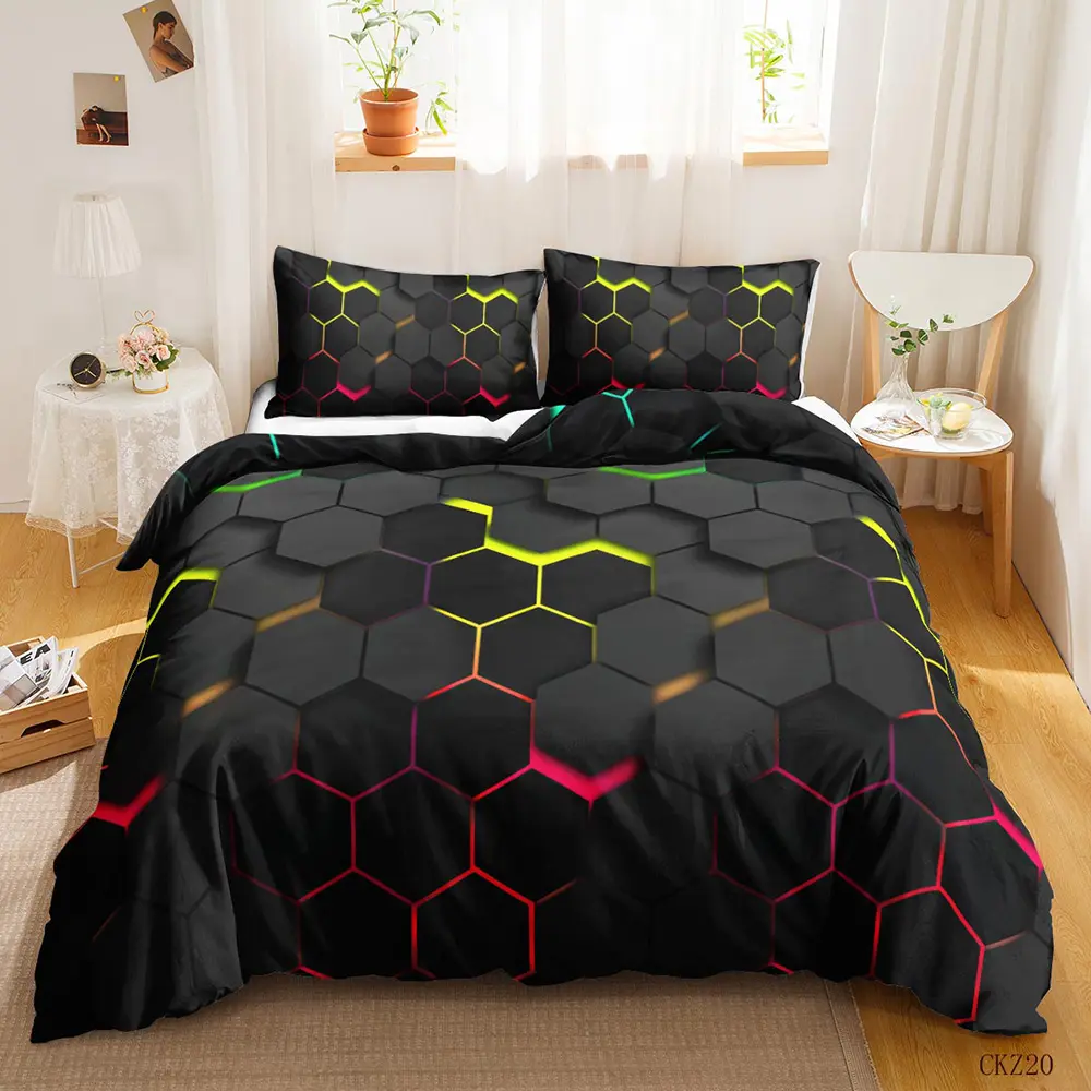 3D Fashionable metal texture streamline design bedroom bedding set manufacturer direct selling duvet cover