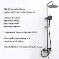 Robinet de douche pluie moderne en acier inoxydable, finition chrome argenté et gris anthracite, ensemble de douche mural 3 voies avec douchette à main