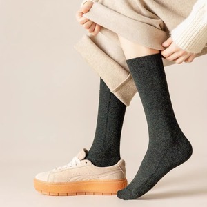 Womens <b>Wool</b> <b>Socks</b> Long Mid Calf Thickened Warm Autumn Winter Solid Color Thermo Sweat Absorbing Casual <b>Socks</b> - Product Image 3
