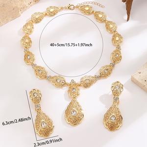 2025 Mode Luxe Turquoise Plaqué Or Goutte d'Eau Traditionnel Collier Parures de Bijoux de Mariée <span class=keywords><strong>Arabe</strong></span> pour Femmes Mariage <span class=keywords><strong>Algérien</strong></span> - Product Image 5