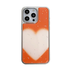 Coque de téléphone pour femme 17 Pro Max, motif Cœur extra-large <span class=keywords><strong>Starlight</strong></span>, compatible 16, en TPU antichoc à bords argentés, style Ins - Product Image 5