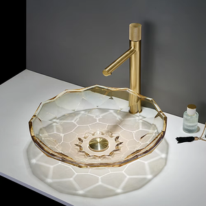 Yuson YS28008 bak cuci kamar mandi, kaca kristal Premium-wastafel meja desainer seni Modern & bejana kaca berwarna mewah - Product Image 4