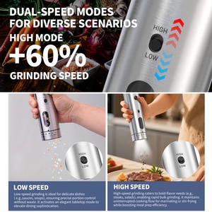 Metal 2-Speed External Adjustment Electric <b>Grinder</b> Salt and <b>Pepper</b> Adjustable Stainless Steel Salt and <b>Pepper</b> Mill With Led - Product Image 6