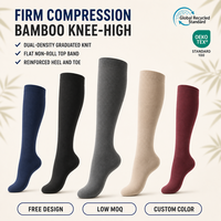 Chaussettes de compression en bambou unisexe, hauteur genou, à compression ferme, à double densité, tricotées, avec logo personnalisé, OEM, vente en gros, approvisionnement en vrac