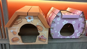 OEM facile da montare letti per gatti in cartone casetta per gatti con gratta e vinci grande robusto mobile per gatti tenda da grotta - Product Image 4