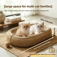Lit-griffoir pour chat en mousse de lin, durable, sans peluches, monobloc, coussin à griffer extra-large, nid douillet pour chat, résistant aux déchirures, style mignon