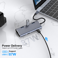 Hub USB-C tout-en-un en alliage d'aluminium Logo personnalisé Adaptateur 4K30hz HD USB 3.0 Lecteur de carte Gigabit Ethernet 8-En-1 Docking Station"