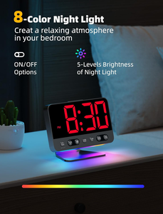 Relojes Despertadores Digitales para Dormitorios: Números Grandes y Nítidos, <span class=keywords><strong>5</strong></span> Niveles de Brillo Ajustables - Fáciles de Leer <span class=keywords><strong>a</strong></span> lo Largo de la Habitación - <span class=keywords><strong>5</strong></span> Sonidos de Alarma - Product Image 5