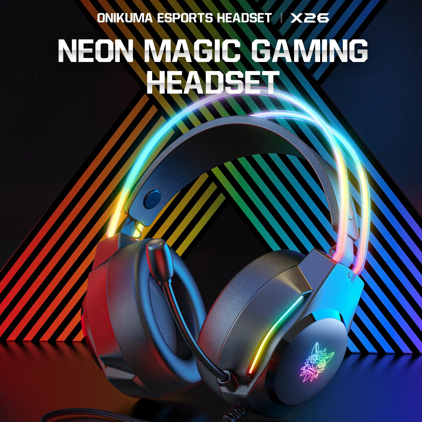 Onikuma X26 Rgb Led E-Sports Ps5 Headset Low Price Best Selling Earphone 3.5Mm Head Phones Over-Ear Headphones For Headphone