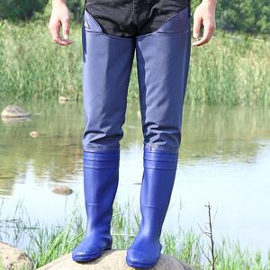 Fabrieksprijs Waterdichte Hippe Wader Broek Met Hoge Taille En Laars Pvc-Laag Stof Wader Padielaarzen - Product Image 1