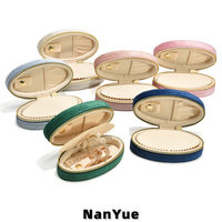 Nouvelle boîte à bijoux en velours de qualité supérieure, étui de rangement portable ovale avec fermeture éclair, mini boîte de rangement pour bijoux de voyage, logo personnalisé, vente en gros