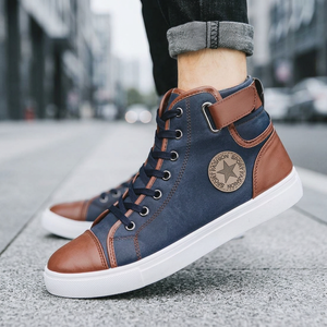 Chaussures montantes à lacets pour hommes, style britannique, nouveau design minimaliste et polyvalent, grande taille, en cuir PU et maille, légères, pour le sport et l'hiver - Product Image 3