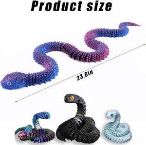 Jinccai 3D impreso 23.6in azul púrpura serpiente modelo articulado Flexible articulación plástico Fidget juguete <span class=keywords><strong>película</strong></span> y TV tema amigos - Product Image 3