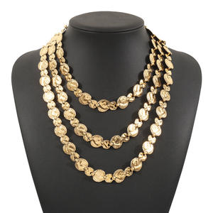 Kaimei 2026 joyería de moda Moneda de Oro geométrica collar apilado multicapa exagerado Punk moda disco redondo collares de oro - Product Image 4