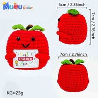 Boneka Amigurumi Apel Merah Rajutan Katun Buatan Tangan, Mainan Boneka Buah Rajut, Dekorasi Meja Lucu, Hadiah, Grosir Kustom