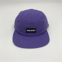 Casquettes de camp à 5 panneaux avec patch tissé, chapeaux en coton à 5 panneaux à bord plat, casquettes de camp de style non structuré