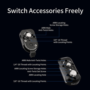 Selens Aluminum Alloy 1/4 <strong>3</strong>/8 Screw ARRI Locating Pins NATO Compatible <strong>Mini</strong> Quick Release Kit for Camera Monitor Vlog <strong>Rig</strong> - Product Image 3