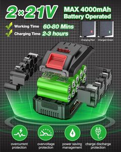 Cortacésped Eléctrico Inalámbrico de 21V <span class=keywords><strong>con</strong></span> Batería de 4.0Ah, 3 Tipos de Cuchillas, Desbrozadora sin Hilo, Motor Industrial de 4 Tiempos de 173cc para Jardín y Patio - Product Image 4