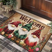 Tapis de Noël en velours cristal antidérapant lavable en machine pour porche, décoration de salon Père Noël