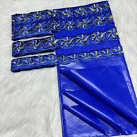 Bazin Riche de Haute Qualité avec Bordure en Dentelle Éclatante, Bazin Brodé 100 % Coton, Broderie Bazin Riche