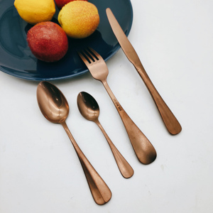 Allahome Stock Cubiertos Pequeños MOQ Cucharas Tenedores Cuchillos Mesa Comedor Juego Cubiertos de cobre Cubiertos de acero inoxidable - Product Image 3