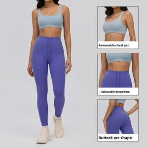 Ensemble de yoga transfrontalier pour femme en tissu soyeux effet seconde peau, collection Printemps/Été 2026, coupe ample, décontracté et élégant, prêt à porter comme vêtement d'extérieur - Product Image 3