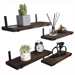 Country Style 4-Piece Set of Wooden Floating <strong>Shelf</strong> Wall Decoration Frames for Bathroom Kitchen Bedroom Living Room - Product Image 4