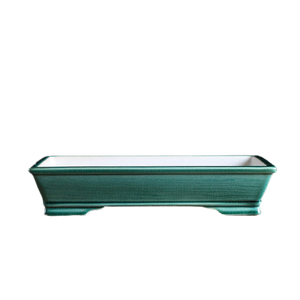 กระถางบอนไซเซรามิกรูปทรงสี่เหลี่ยมผืนผ้าเคลือบสีเขียวสไตล์จีน - Product Image 5