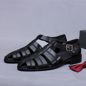 Zapatos de Cuero Retro para Hombre, Hebilla de Cuero Vacuno Genuino, Sandalias Abiertas para Negocios, Trabajo y Ocio - Product Image 4