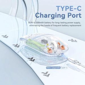 Chuột pha lê jertech wb130 Chuột trong suốt không dây USB 2.4Ghz Chế độ kép BT PC Chuột - Product Image 4