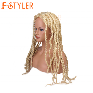 FSTYLER Venta caliente largo Rubio <span class=keywords><strong>rastas</strong></span> calidad fibra venta al por mayor venta a granel fábrica personalizar moda Unisexual <span class=keywords><strong>peluca</strong></span> diaria - Product Image 2