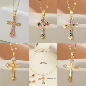 Hot Selling Unique Niche Design Gold Plated <b>Cross</b> Necklace Light Luxury Women's Pendant Necklaces Wholesale Jewelry Trendy - Product Image 2