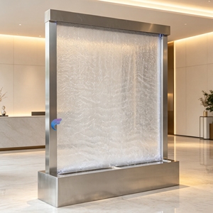 Cascada de agua interior personalizada de acero inoxidable con malla de acero inoxidable, cortina de agua gigante para jardín - Product Image 1