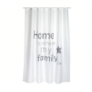 Rideau de douche en tissu polyester pour la maison, 180x200 cm, avec motif citation familiale - Product Image 2