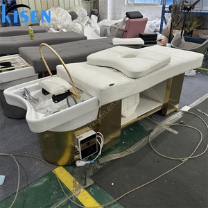 Fauteuil de lavage professionnel Kisen Salon avec massage thaïlandais, thérapie capillaire à l'eau et lit de shampoing sur base en acier inoxydable - Product Image 4