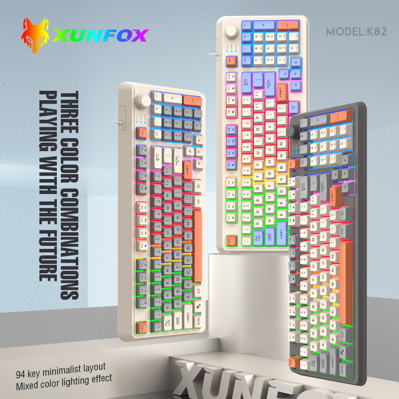 【Kyon⭐️】 XUNFOX K82 94 Keys Game Wired Keyboard - Ergonomic & Backlit