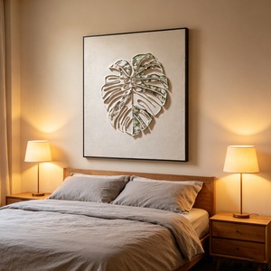 Peinture à l'huile sur toile peinte à la main, motif <span class=keywords><strong>botanique</strong></span> en relief Monstera, <span class=keywords><strong>art</strong></span> décoratif mural moderne pour salon et chambre - Product Image 2