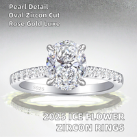 Cincin Perhiasan Zirkon Mewah Ringan Berlapis Emas Tembaga Potongan Oval 2025, Model Telur Merpati, untuk Pesta, Ulang Tahun, Pernikahan, Pertunangan