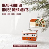 Maisons de village de Noël personnalisées en verre, ornements peints à la main, miniatures de chalets, décorations suspendues pour arbre, vente en gros