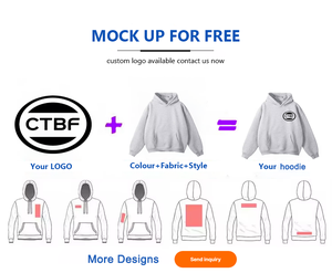 Unisex Cotton & <span class=keywords><strong>Polyester</strong></span> Crewneck Áo Thun Hoodies Biểu Tượng Tùy Chỉnh In Thiết Kế Thêu Áo Khoảng Trống Enzyme Rửa Kỹ Thuật - Product Image 2