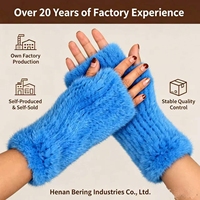 Échantillon de mitten en fourrure de vison véritable tricotée, élastique, douce et thermique, avec cordon anti-perte