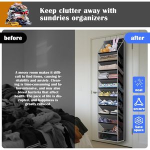 Over The Door Hanging <b>Shoe</b> Organizer 10 Pockets Black Mesh Storage Rack For <b>Shoes</b> Behind Door Or Wall Mount <b>Hook</b> Type - Product Image 6