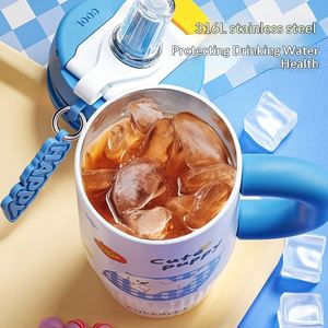 Nuevo Vaso Térmico Gigante de Acero Inoxidable de 800ml con Doble Compartimento para Bebidas, de Alta Calidad y Gran Capacidad, con Pajita para Agua Fresca y Hielo, Ideal para Chicas - Product Image 2