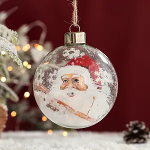 Boneco enfeite de neve redondo transparente, enfeite de bola de vidro para decoração de árvore de natal, grande e de 8cm/80mm, venda a atacado, 100