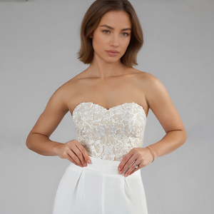 Robe de mariée élégante en dentelle à trois pièces de taille plus TEENYEE, robe de mariée élégante à longueur cheville pour la mariée - Product Image 6