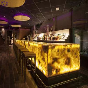 OEM fornitori di mobili Bar giallo onice Corians marmo controsoffitto illuminazione <span class=keywords><strong>a</strong></span> <span class=keywords><strong>LED</strong></span> bancone Bar di lusso - Product Image 1