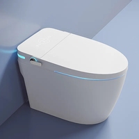 WC intelligent sans rebord en céramique de luxe avec chasse d'eau automatique, siège chauffant, séchage à l'air, télécommande incluse