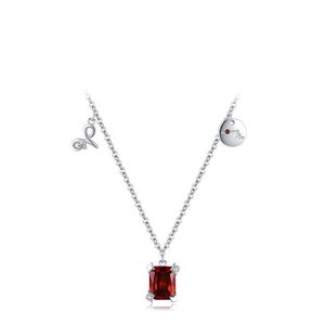 Collier en argent sterling pour femmes, signe du zodiaque, grenat, bélier - Product Image 4