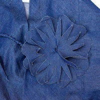 Blazer Cape en lin mélangé élégant personnalisé avec fleur asymétrique à la main pour femmes coupe ample veste Kimono châle d'été